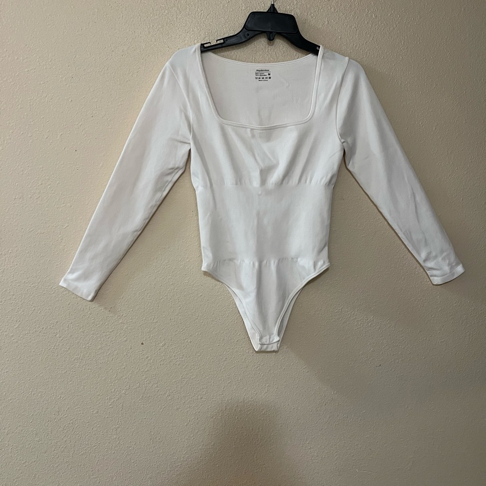 Hayden White Long Sleeve Bodysuit One Piece
